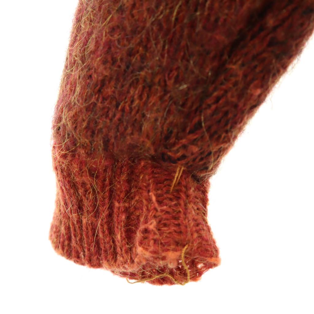 60er 70er Vintage Argyle Muster Langarm Mohair Strickjacke Orange Herren Gebraucht