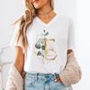 Pink Flower Letters Az Print Tshirt 26 Alphabet Unisexs Vneck Tshirt Flower Letter A B C D Short Sleeve Female Tees Tops