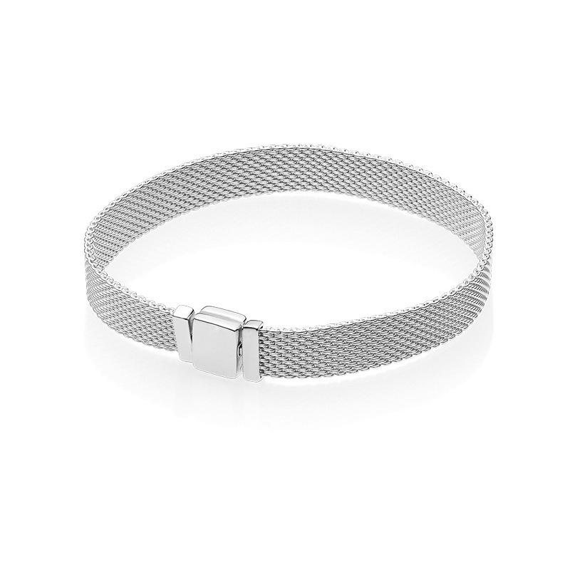 Neues 925er Silberfarbenes Seil-Kastenketten-Armband geeignet für Damen Sommer Charm-Anhänger DIY Modeschmuck