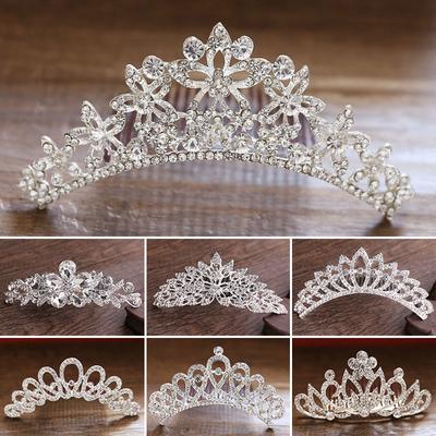 Kid's Mini Crowns Hair Comb Crystal Rhinestone Pearl Heart Flower Tiaras Comb Hairpin Wedding Bridal Princess Crown Hair Jewelry