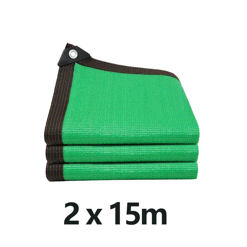 2x15m Green Sunshade Net Anti-UV Garden Shade Cloth Balcony Plant Mesh Cover High-Density Breathable Tent For Outdoor Courtyard