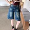 Women's Retro High-Waist Slimming Straight-Leg Jeans - Summer Korean Five-Point Pants Fashion Trend