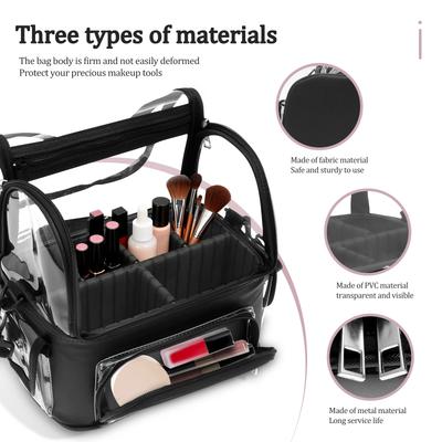 Trousse de Maquillage Portable Étui de Rangement pour Cosmétiques Transparent PVC Porte-Pinceaux de Maquillage Sac de Tri pour Articles de Toilette de Voyage