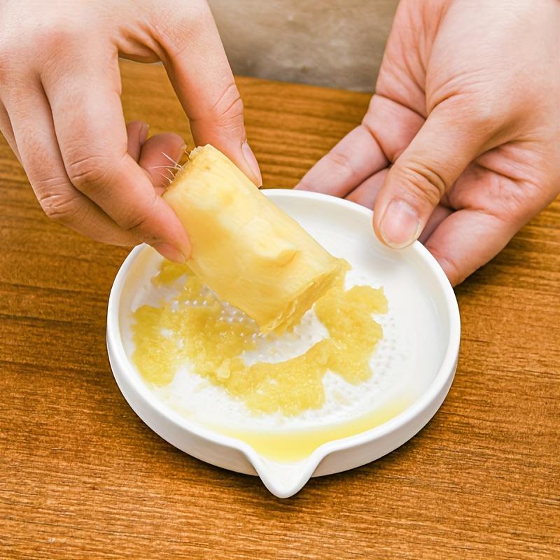 1 Pc White Ceramic Garlic and Ginger Grater Plate for Potato Mash, Vegetable and Fruit Puree, Manual Grinding Dish