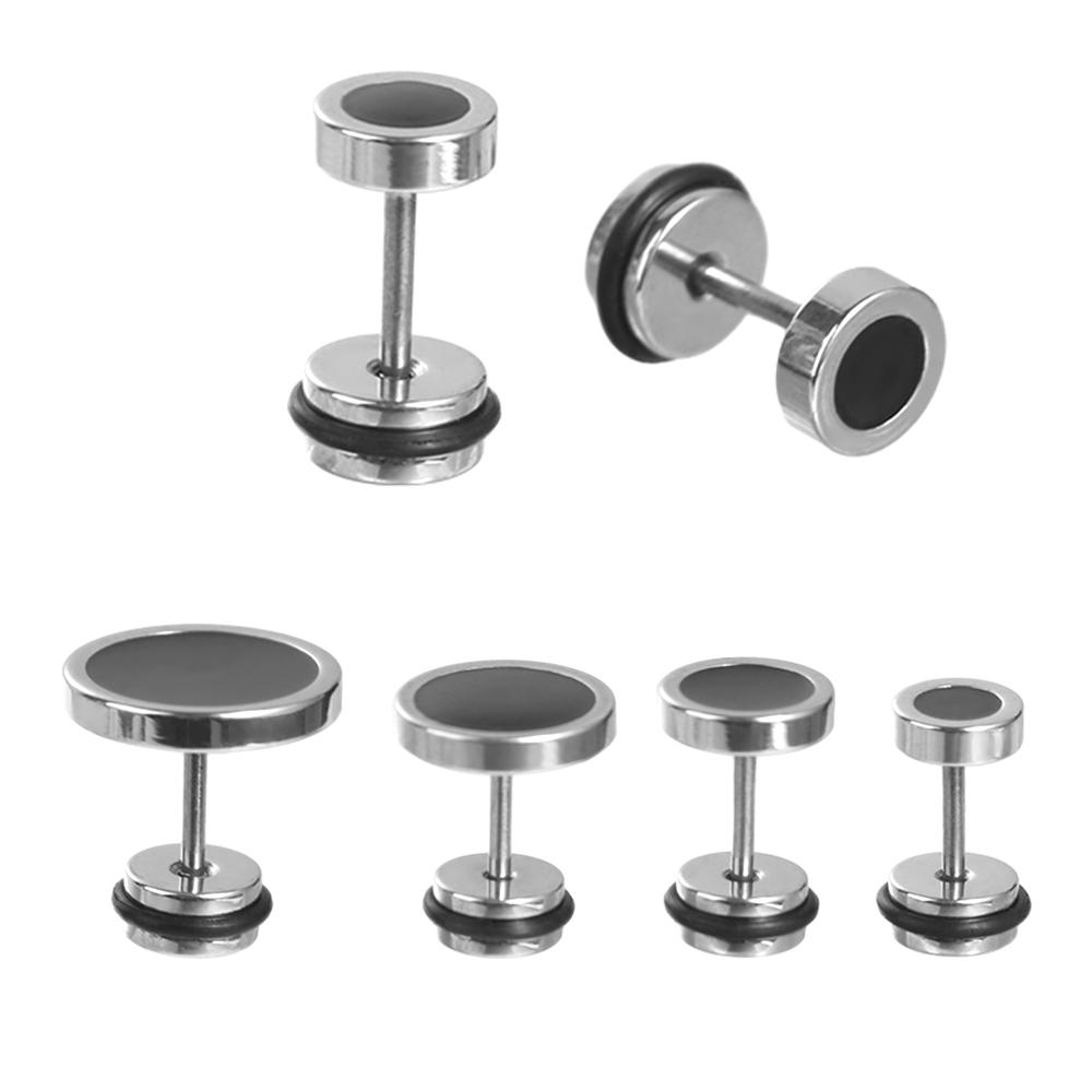 Street Wear Hip Hop Earring Solid Color Fashion Stud Earring Retro Round Black Stud Earrings  Men