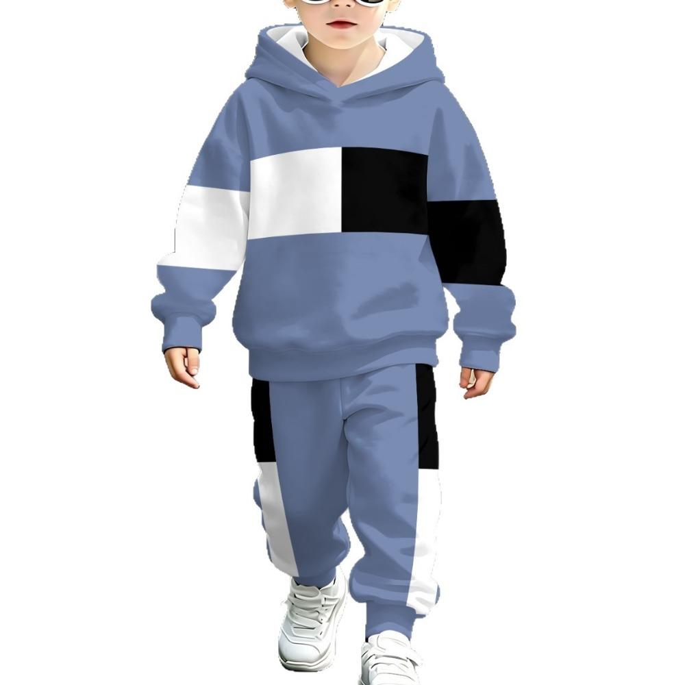 Jongens Mode Casual Geruite Broek Set Print Hoodie Peuter Sweatshirt Comfortabele Leuke Kinder Outfit 2 Delig