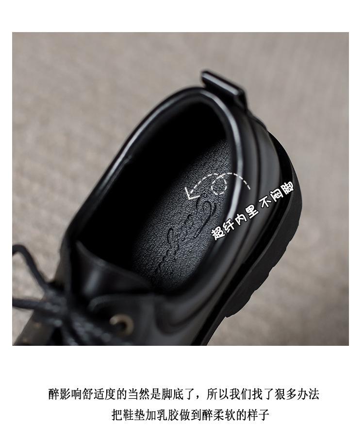 

Туфли на плоской подошве из натуральной кожи Yuexinwang для женщин Huizhou, женские туфли из той же кожи, черные туфли на платформе со шнуровкой спереди в стиле ретро 34