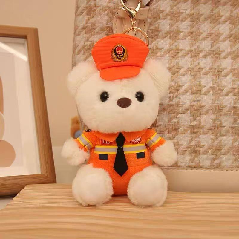 

New Style Traffic Police Bear Plush Keychain Doll Uniform Police Bear Gift Police Officer Doll Bag Pendant 14cm