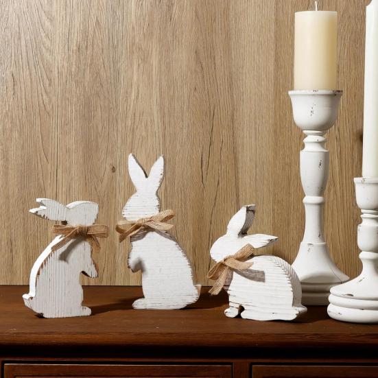 1 Set Easter Rabbit Table Sign Farmhouse Rustic Bunny Decoration Home Office Spring Easter Holiday Party Table Centerpiece Ornament