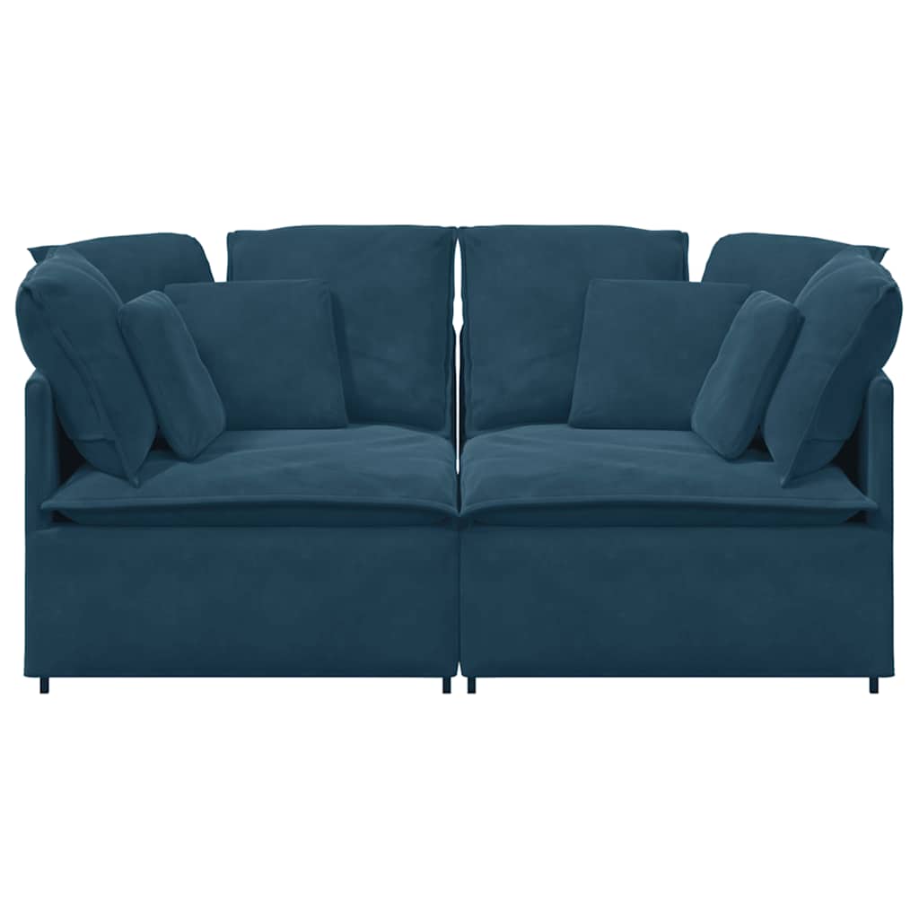 Modular Sofa with Cushions Velvet Blue