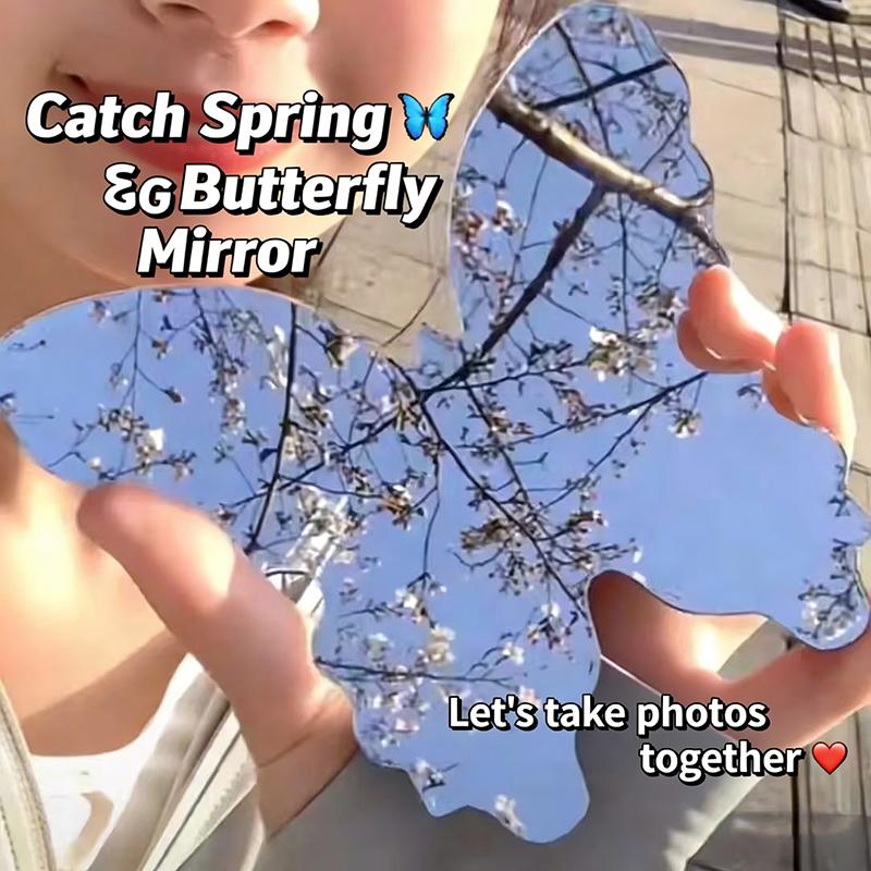 Travel Selfie Convex Mirror Photography Props Decorative Butterfly Shaped Hand Mirrors Portable Girls' Makeup Mirrors