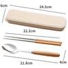 3 Piece Japanese Solid Wood Portable Cutlery Set Creative Camping Gear Student Worker Portable Stainless Steel Cutlery Set