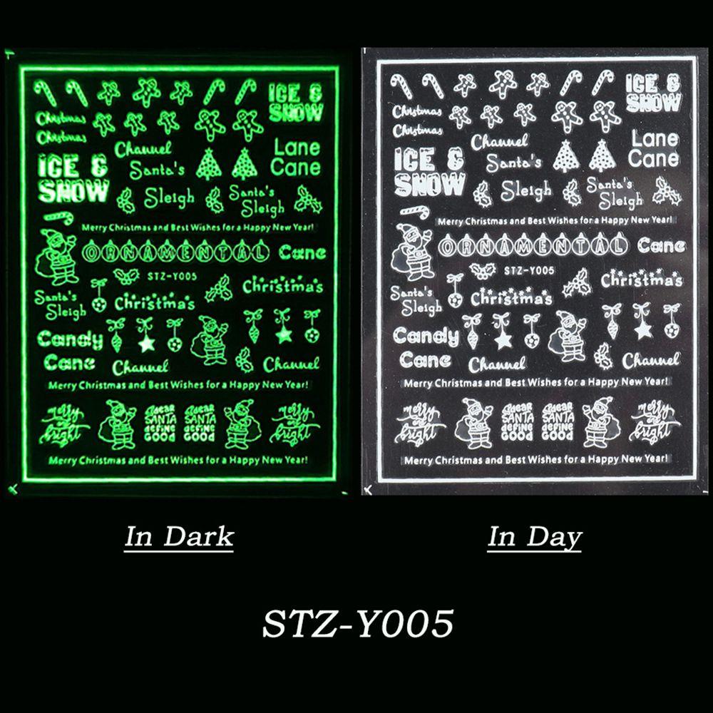 DIY Manicure Glow In The Dark Adhesive Decals White Snowflakes Nail Sticker Christmas 3D Luminous