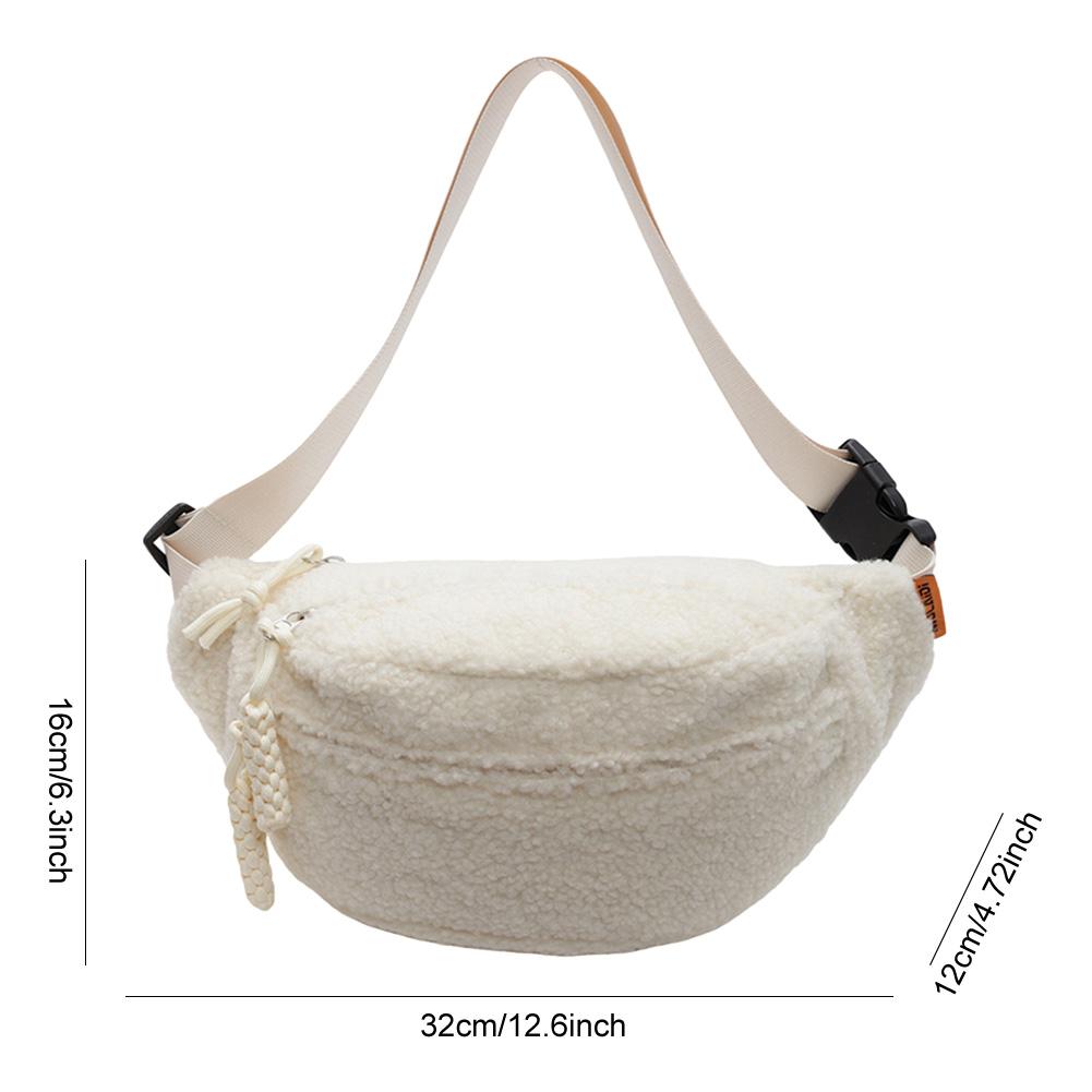 Women Fleece Sherpa Chest Bag Small Size Fanny Pack Trendy Shoulder Bag Cute Waist Pouch Sling Bum Bag Travel Crossbody Bags
