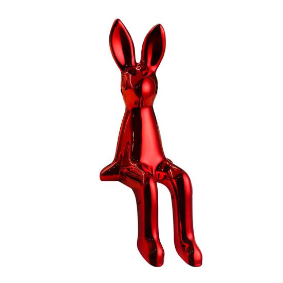 Long Ear Bunny Figurine Colorful Sitting Rabbit Statue Animal Sculpture Home Office Desktop Car Dashboard Decoration