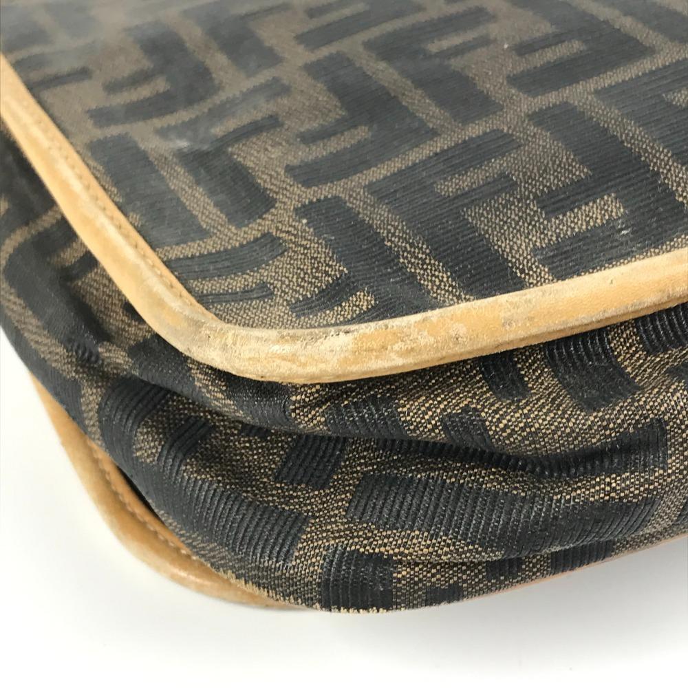 Fendi Vintage Zucca Logo Bag Flap Crossbody Shoulder Bag PVC/Leather Brown