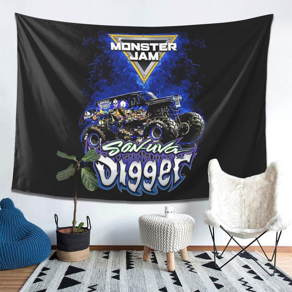 Klassisches Monster Jam Muster Wandteppich Dekoration Kunst Ästhetische Wandteppiche für Wohnzimmer Schlafzimmer Heimwandtuch Wandbehang