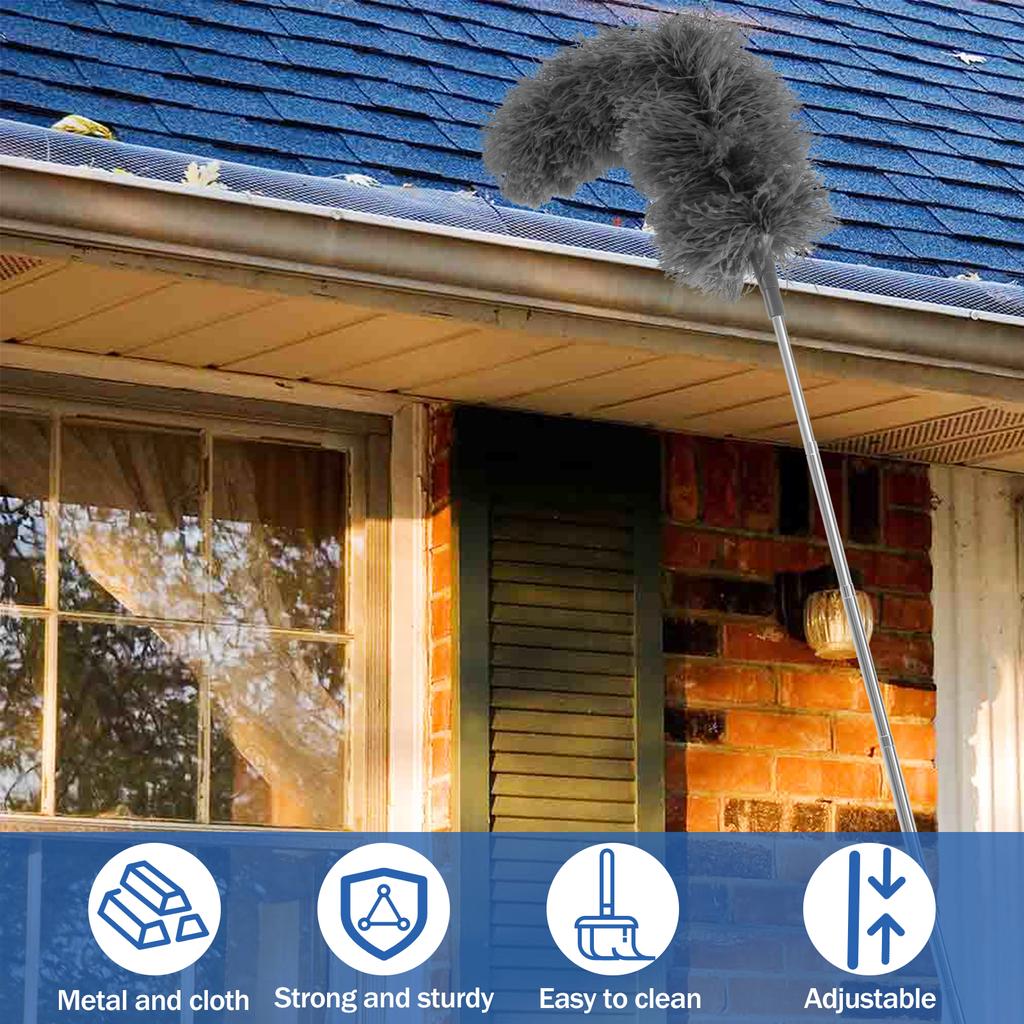 Gutter Cleaning Brush 250cm Extendable Rod Roofing Guard Cleaner Tool Removing Leaves and Debris Stiff Cleaning Brush