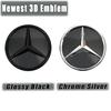 Car Sticker 2025 Hot For Mercedes Benz Chrome Silver And Glossy Black  Car Front Grilled Star Emblem Illuminated Logo For Merced