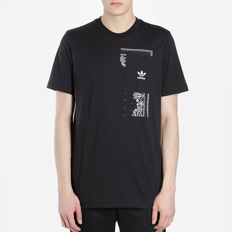 Adidas Originals Casual Print Pocket Crew Neck Short Sleeve T-Shirt Men Tops Black DX3658