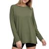 Women's Casual Long Sleeve Loose Fit T-Shirt with Crew Neck and Side Slit Hem Lightweight Pullover Top for Everyday Wear