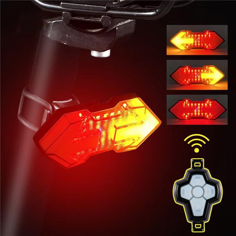 Wireless Remote Turn Signal Bicycle Light MTB Direction Indicator Smart LED Bike Taillight USB Rechargeable Cycling Rear Lamp