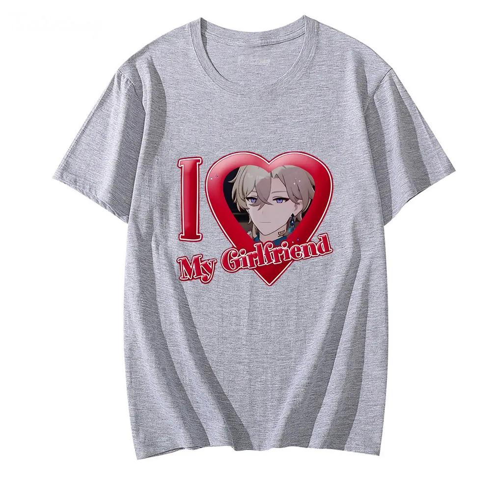 Honkai Star Rail T-shirt I Love My Girlfriend Short sleeved Women's Round Neck Pattern T-shirt Loose fitting clothing