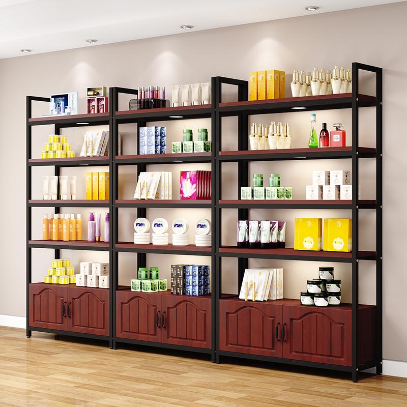 Wooden Floor-Standing Gondola Display Rack for Cosmetics