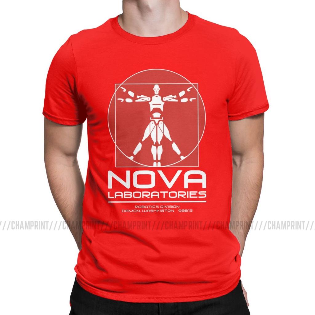 Awesome Nova Laboratories Short Circuit TShirts Men 100 Cotton T Shirt Johnny 5 80s Retro Robot Movies Tee Shirt 6XL Tops