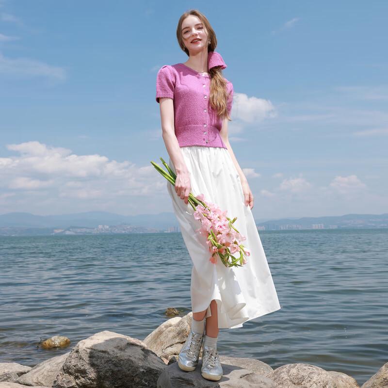 

Sancai Dopamine Round Neck Short Sleeve Knit Cardigan L 165/88A