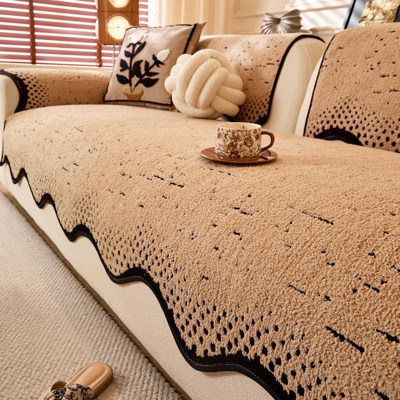 2025 New Wabi Sand Wind Sofa Cushion Fixed Non-slip Four-season Universal Straight Row Special-shaped One-piece Leather Sofa Cover