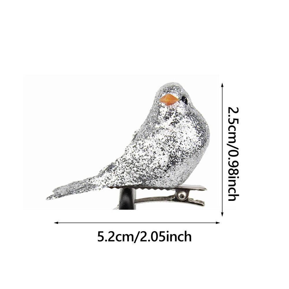12PCS Multicolor Artificial Birds Gold Powder with Clips Faux Bird Photo Props Foam Simulation Bird Model Landscape Making
