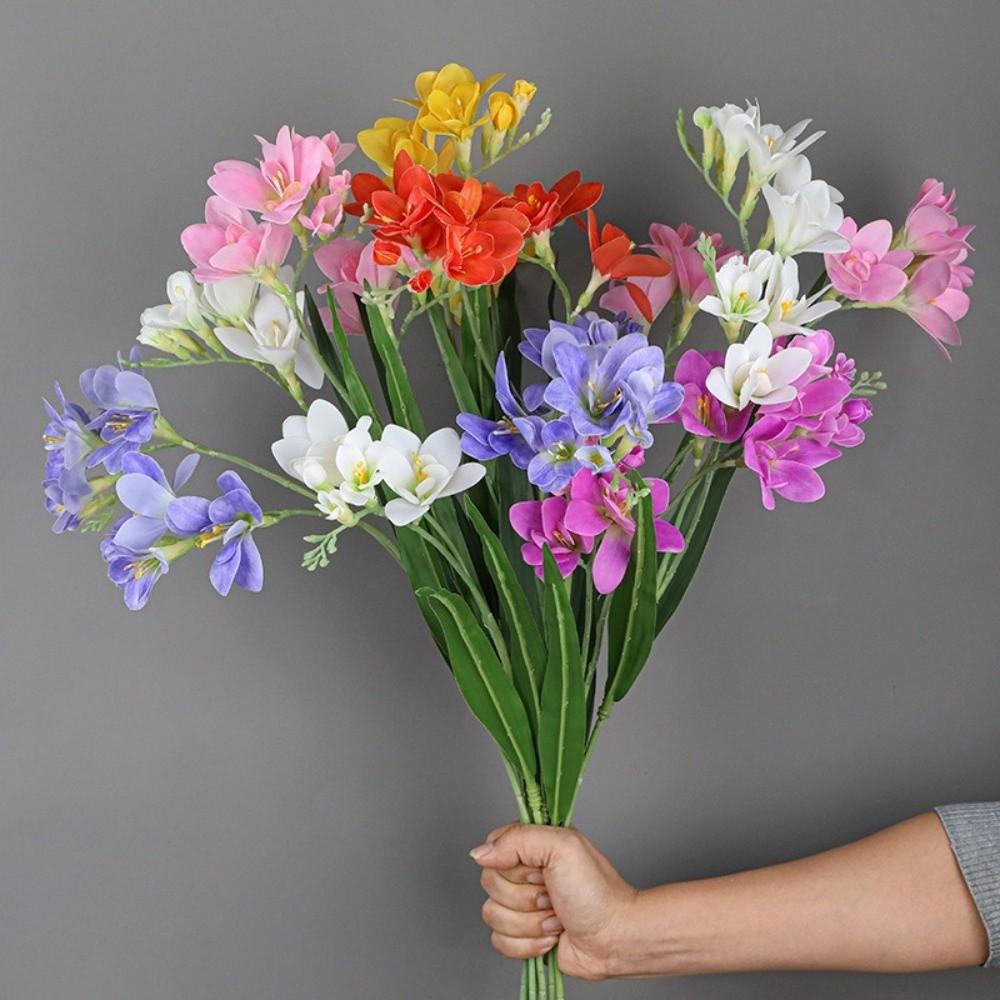 2 Fork Artificial Freesia Flowers Real Touch Surface Simulation Petals Simulation Whelan Flower Handcrafted Details
