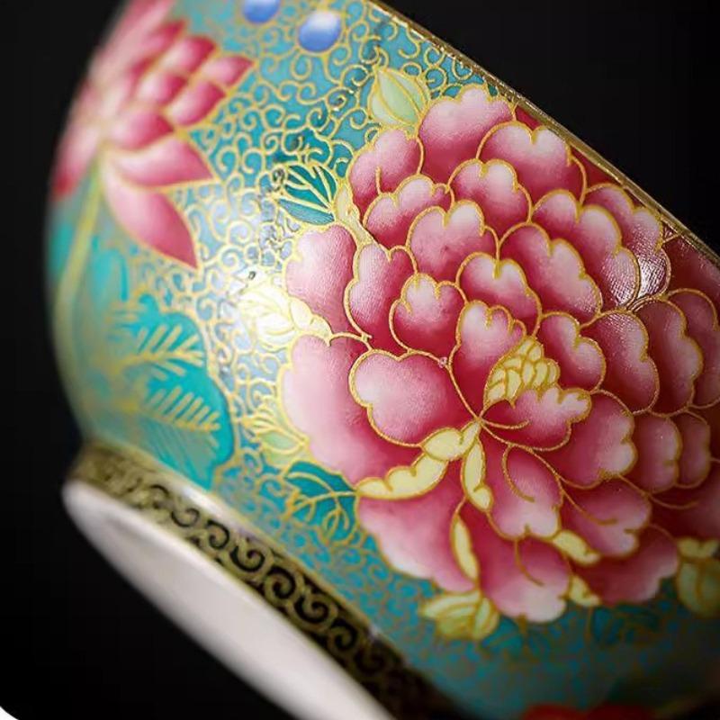 Vintage Enamel Color Blue White Porcelain Tea Cup Floral Pattern Chinese Ceramic Tea Set Cup for Drinking Gift Collection