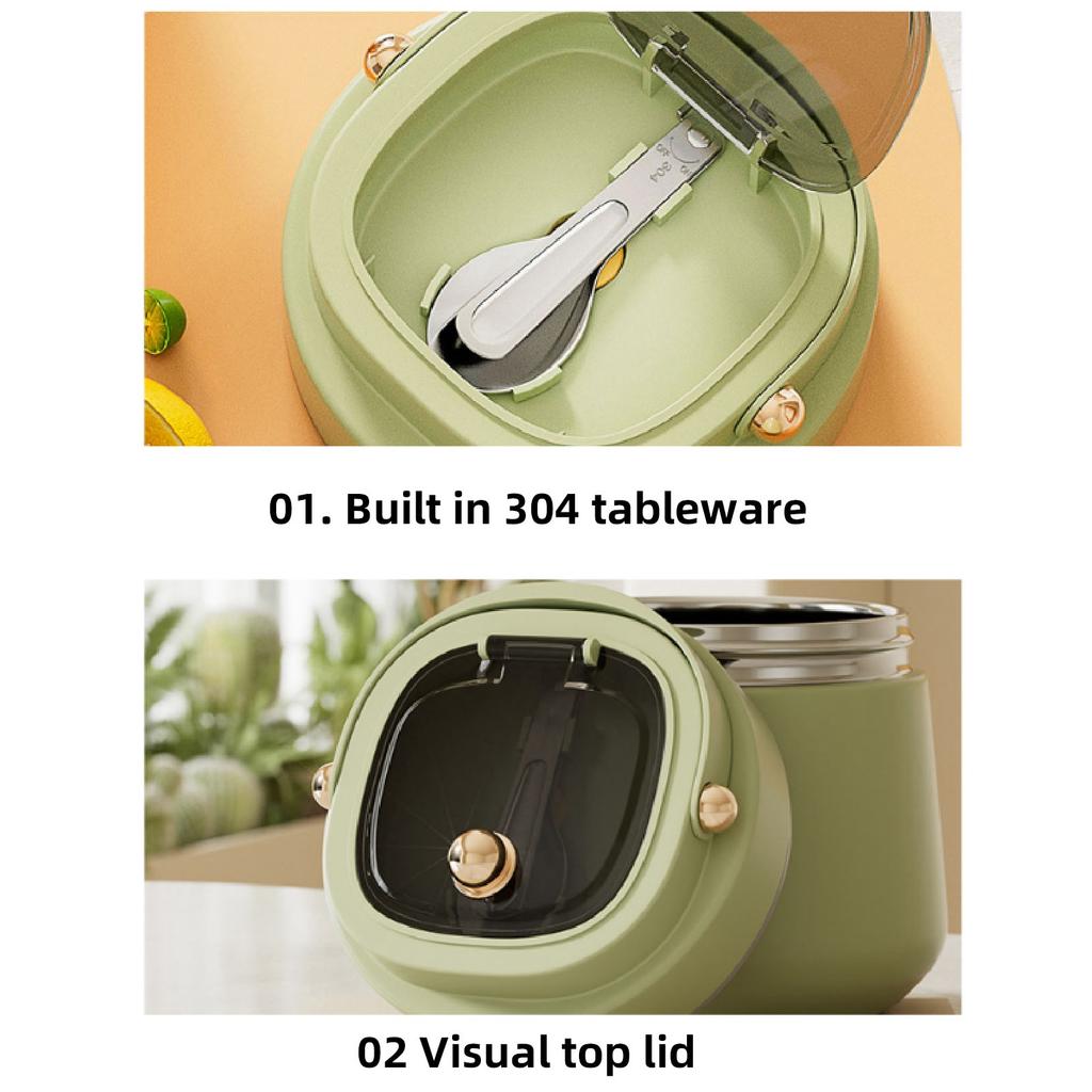 Insulated Food Container 304 Stainless Steel Vacuum Lunch Box Thermal Food Jar with Lunch Bag Foldable Spoon for Hot Food