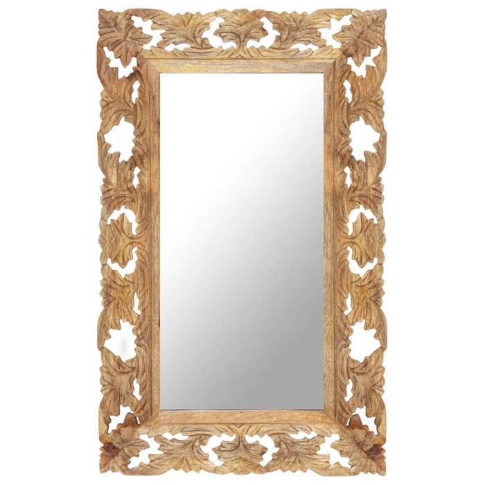 VidaXL Hand-carved Mirror Brown 80x50cm Solid Mango Wood