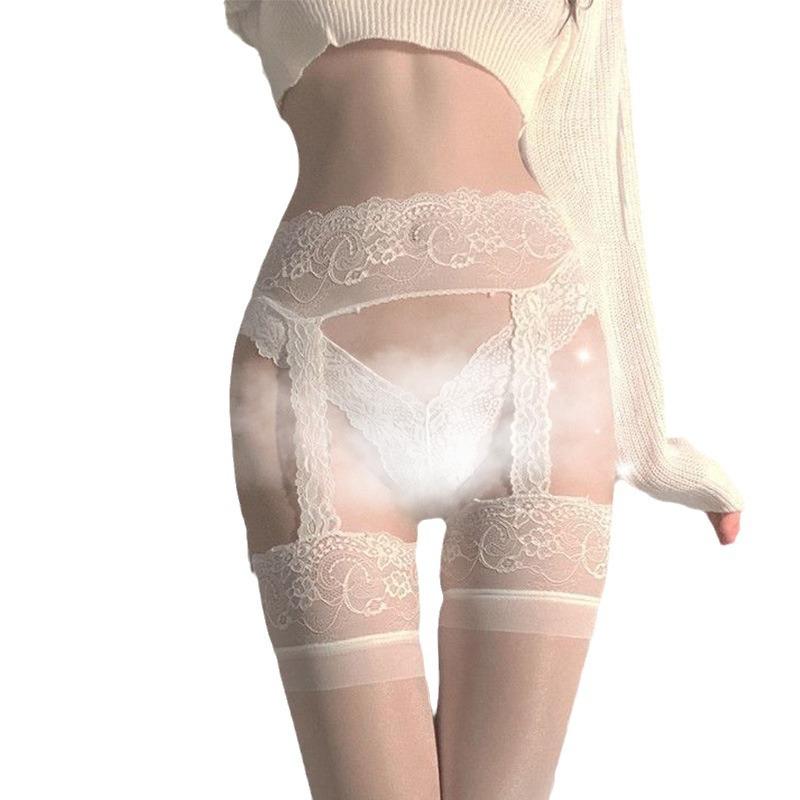 Sexy sexy suspender stockings female temptation free one-piece socks lace knee long tube ultra-thin stockings