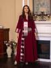 AB052 Women's Embroidered Striped Abaya - Middle East Arabic Muslim Robe