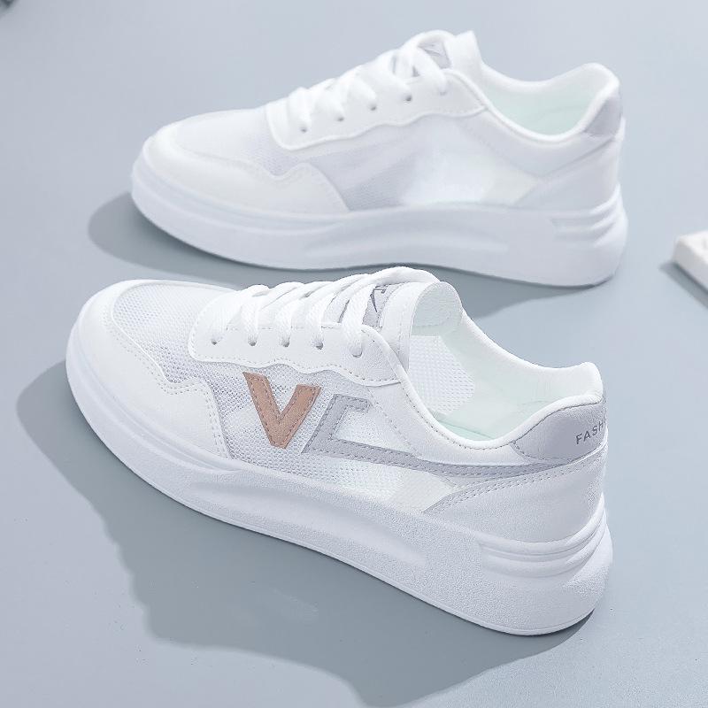 

Women s White Mesh Sneakers - 2025 Spring/Summer - Versatile, Breathable, Thick Sole Casual Sports Shoes 35 сірий колір/білий