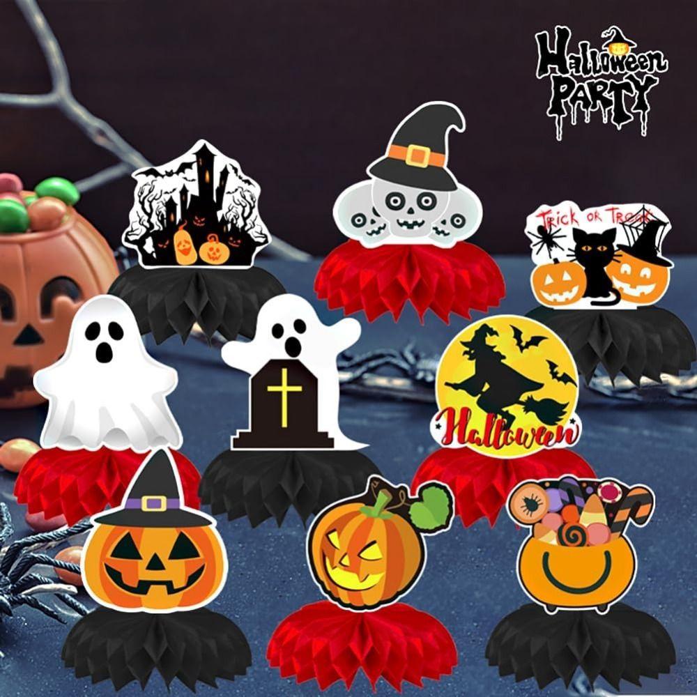 9Pcs/Set Gothic Style Halloween Honeycomb Decorations 3D Honeycomb Centerpieces  Indoor Decorations