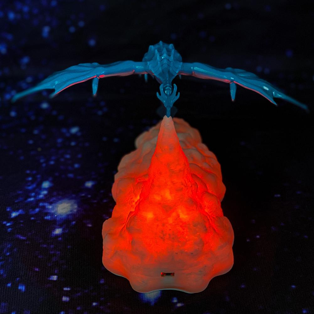 3D Printed Fire/Ice Dragon Desk Lamp LED Night Light Eye Protection Kids Sleep Accompany Nightstand Lamp for Bedroom/Living Room