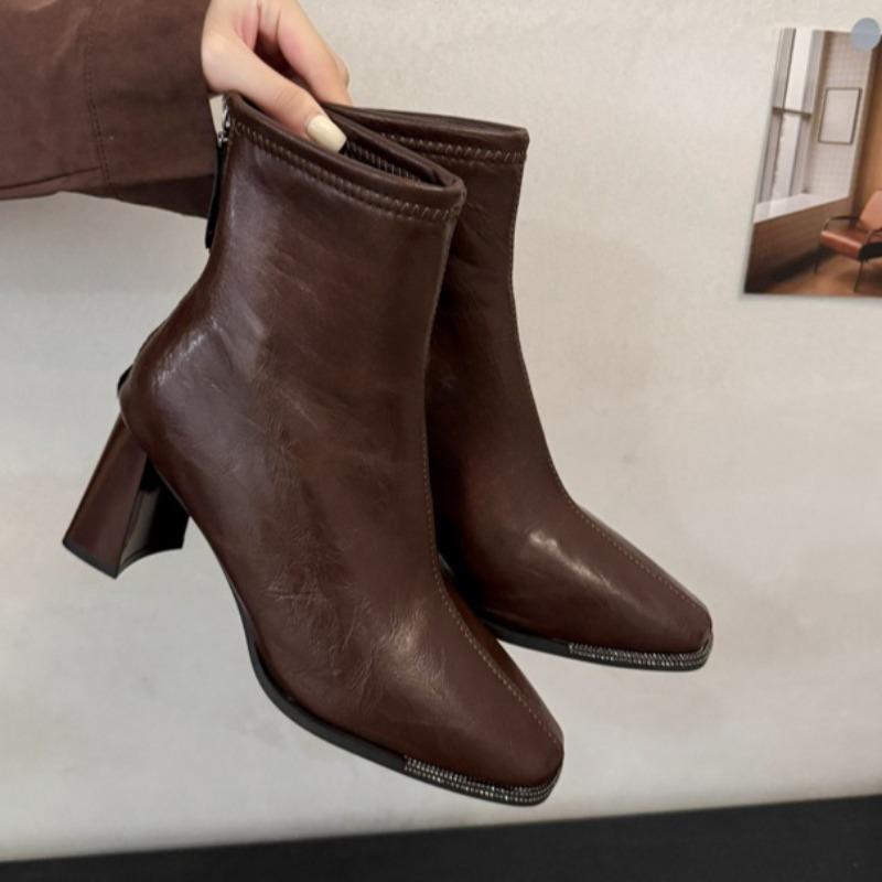 Fashion High Heels Women's Chunky Ankle Boots 2025 Desigenr Elegant Shoes Fashion Dress Pumps Classical Party New Trends Botas De Mujer