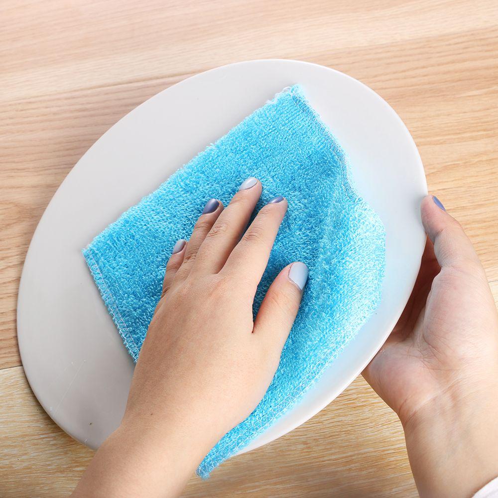 1/5PCS Household Bamboo Fiber Kitchen & Dinning Washing Towel Dish Cloth Cleaning Rags Scouring Pad