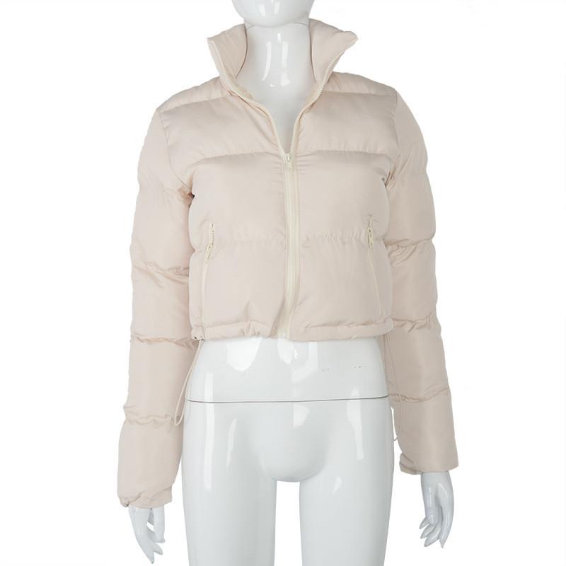 Fashion Women Solid Stand-up Collar Cardigan Down Jacket Outerwear Padded Coat
