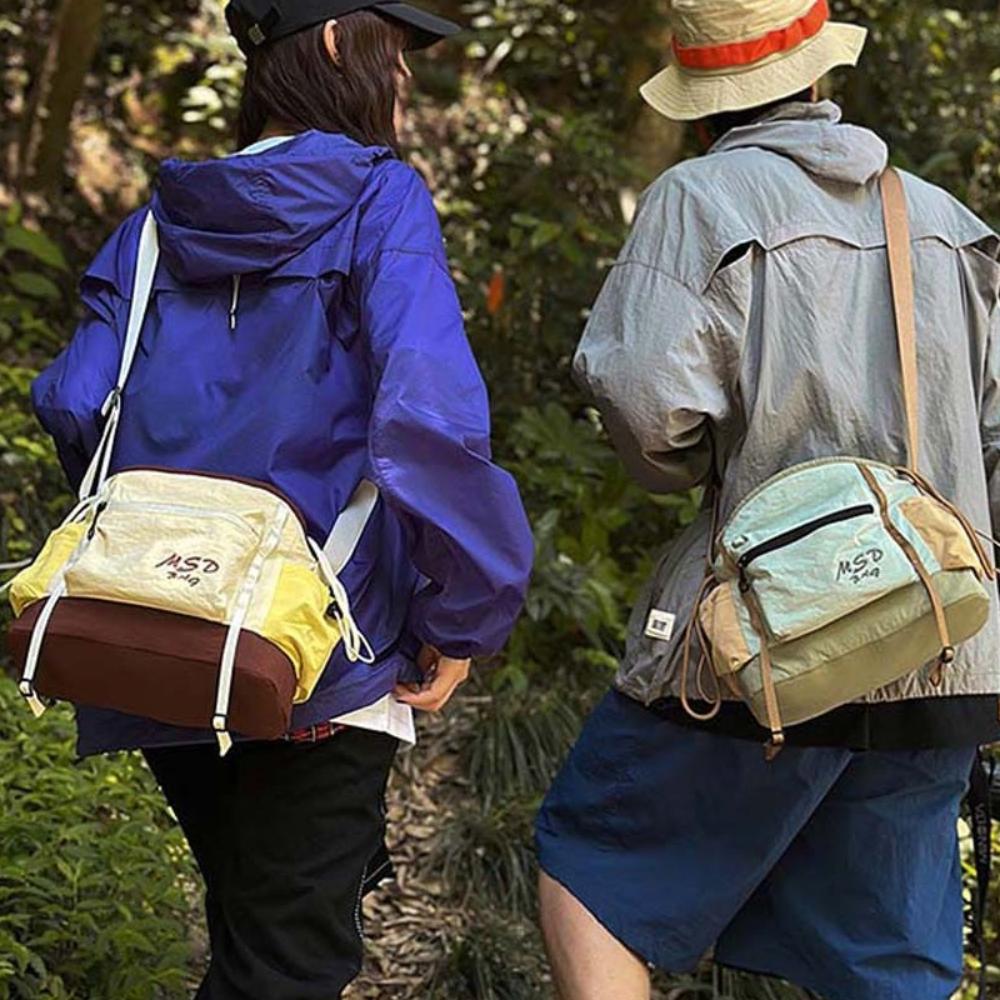 Portable Outdoor Nylon Shoulder Pouch Embroidery Drawstring Bucket Cloth Bag  Hiking