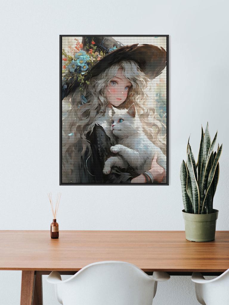 Kociaki i Urocze Małe Dziewczynki Osobowość DIY Pełne Wiertło Diamentowe Dekoracyjne Malowanie