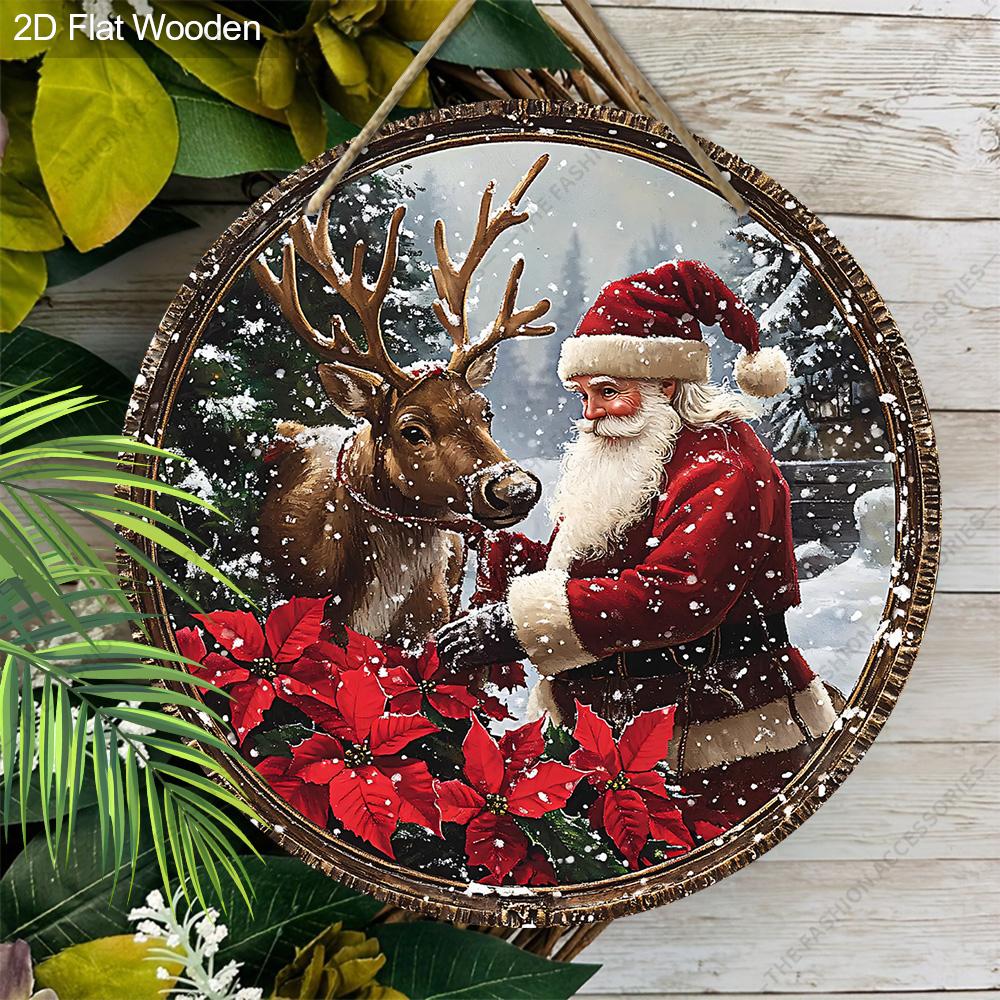 Christmas decoration sign,indoor hanging decorations,wall art,2D flat Wooden products with Santa Claus patterns,Christmas gifts for friends and family