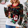 BITCED Renifer Żakard Kolekcja Świąteczna Jesień/Zima Sweter Dzianinowy Święty Mikołaj