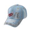 Fashion Hat Women's Diamond Golden Silk Flower Denim Baseball Cap Fashion Outdoor Shade Sun Protection Cap Casual Trendy Cap
