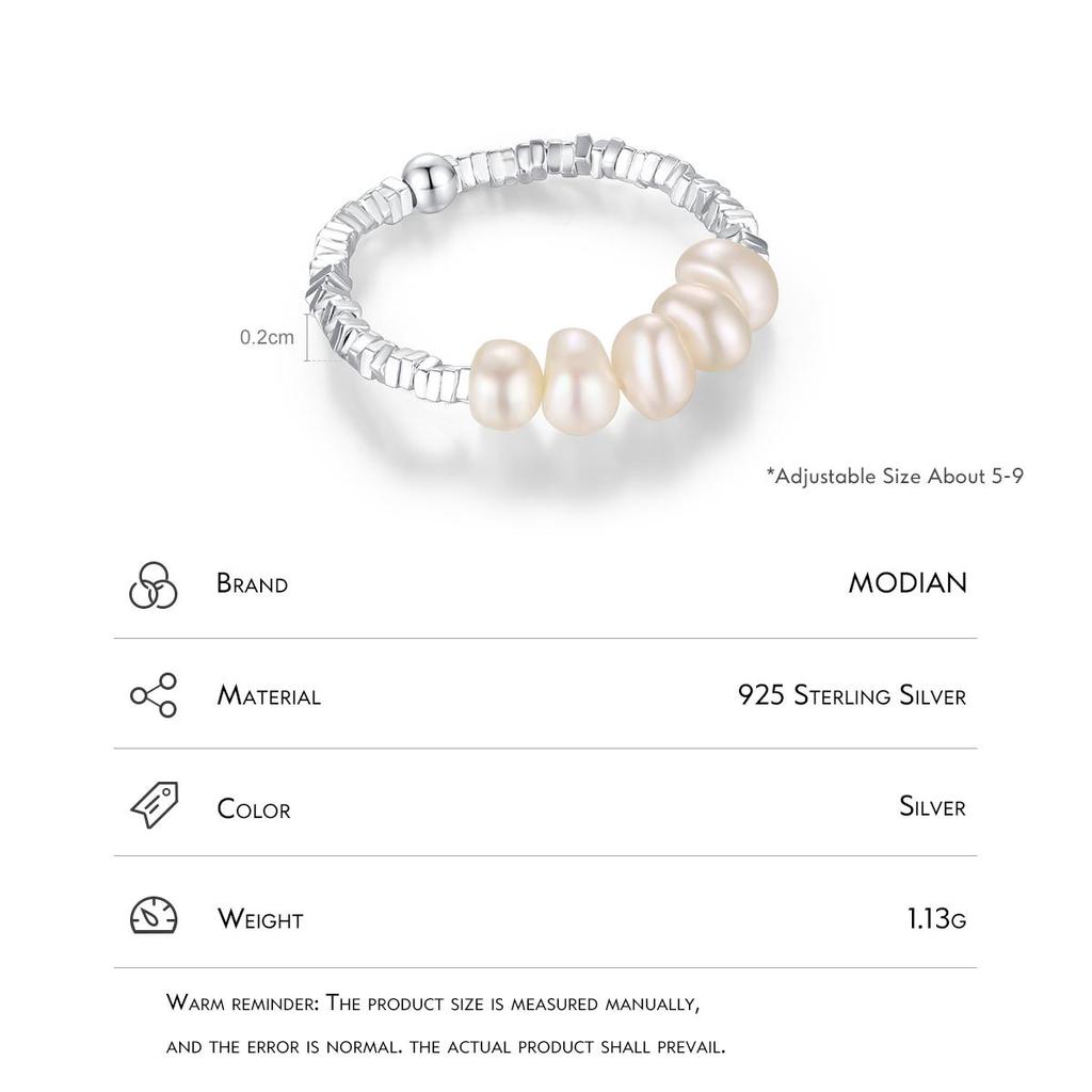 MODIAN 925 Sterling Silber Exquisite Barocke Perle Einstellbare Größe 6-9 Finger Ringe Für Frauen Feine Geometrische Mode Schmuck